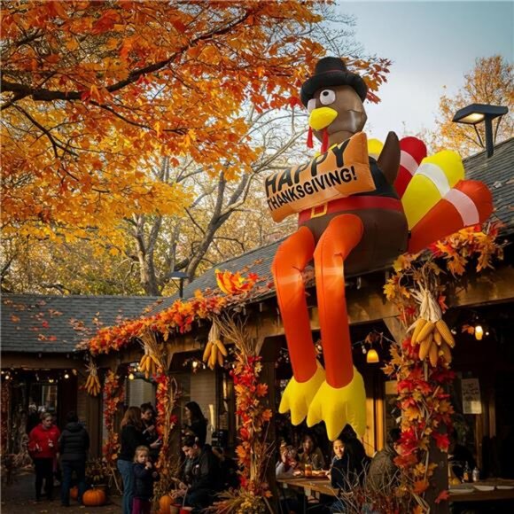 8 FT Thanksgiving Inflatables Outdoor Decorations Giant Inflatable Turkey - Picture 7 of 8